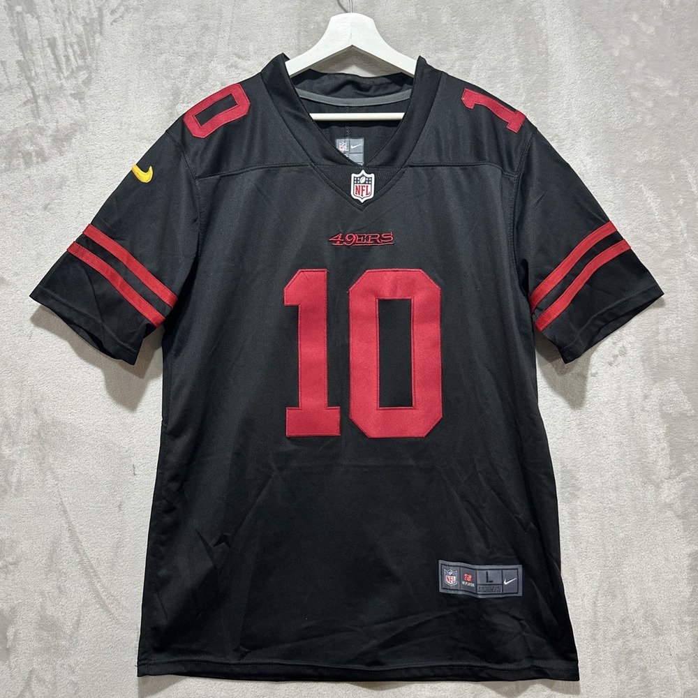Nike On Field #10 Jimmy Garoppolo Black San Francisco 49ers Jersey Size L‎ Logo